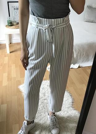 📎 білі штани primark в зелену смужку.