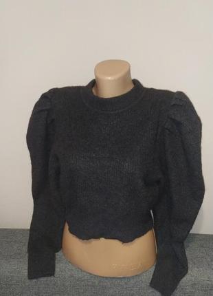 Шикарный укороченный свитер топ с обьемными рукавами3 фото