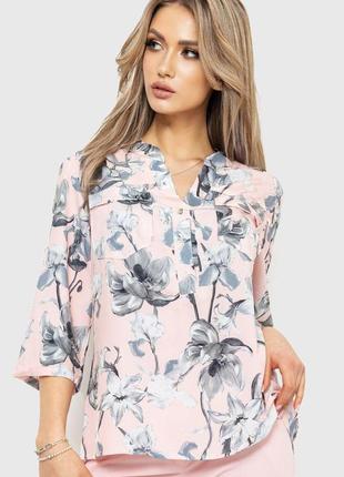 Блуза с цветочным принтом цвет пудрово-серый  размер m fa_006551
