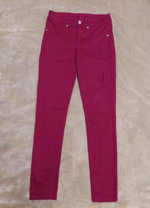 Цвелные бордовые джинсы стрейч now and then джинсовые штаны скини марсала в стиле h&m bershka1 фото