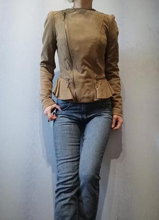 Курточка косуха натуральна шкіра замш zara
