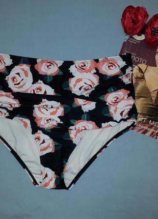 Низ от купальника женские плавки размер 48 / 14 черный бикини высокие драпировка