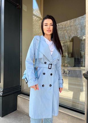 Лёгкий плащ тренч весенний осенний пальто кардиган на пуговицах с поясом отложной воротник с лацканами чёрный голубой коричневый кемел синий