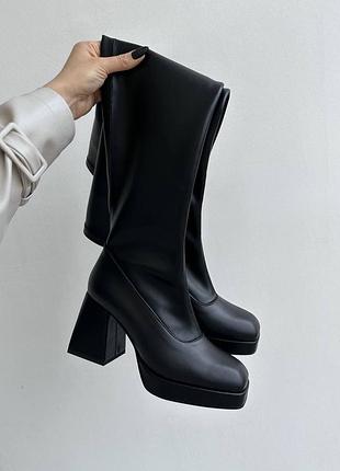 Жіночі демісезонні чорні ботфорти