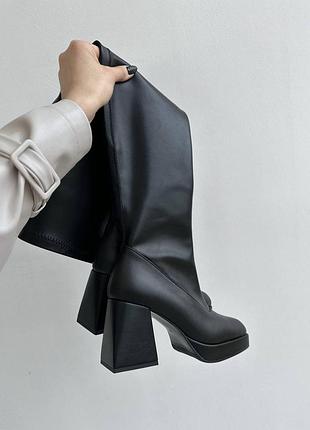 Жіночі демісезонні чорні ботфорти
