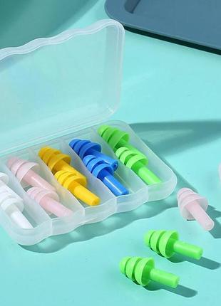 Беруші силіконові бервуха в пластиковому кейсі 5 пар silicone earplugs multicolor