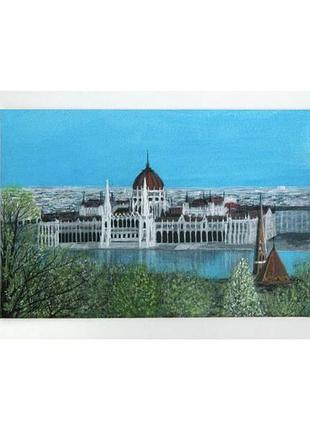 Картина "весна над дунаем. будапешт"