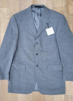 Marks & spencer размер 40 l-xl новый мужской шерстяной пиджак жакет блейзер серый pure new wool