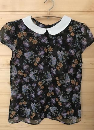 Легкая футболка с воротником от зара / zara