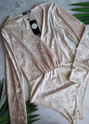 Шикарный боди блуза с бархата)))размер 12/401 фото