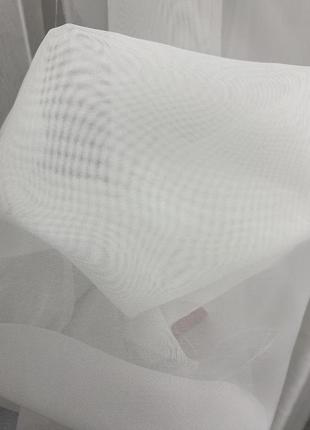 Тюль готовый пошитий белый однотонный шифон  люкс на тесьме,  2.4 х 3м. для спальни зала детской кухни3 фото
