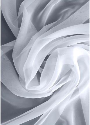 Тюль готовий пошитий білий однотонний шифон на тасьмі, висота 240 см, ширина 200 см4 фото
