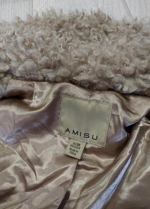 Трендовая шубка, пальто тедди amisu цвета кемел как новая 46-48 размер7 фото