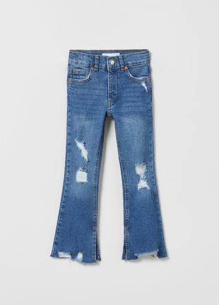 Рвані джинси кльош, розкльошені джинси, рваные джинсы клеш, расклешенные джинсы zara1 фото