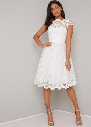 Біла весільна сукня для нареченої міді кружево chi chi london
