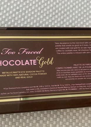 Палетка теней too faced - shocolate gold.  б/у5 фото