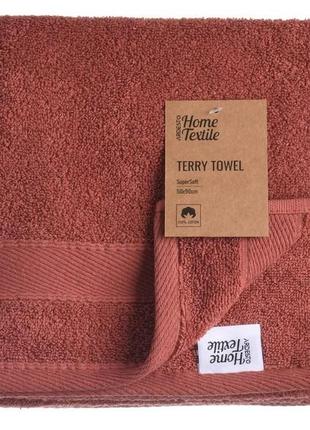 Полотенце лицевое махровое supersoft, теракота, хлопок - полотенце 50х90 см турция