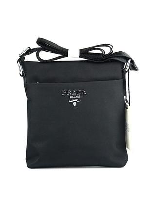 Чорна чоловіча текстильна сумочка месенджер через плече, маленька ділова міні сумка з нейлону1 фото