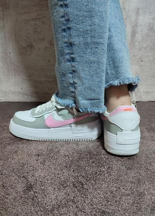 Кросівки в стилі  nike air force 1 shadow pink/grey3 фото