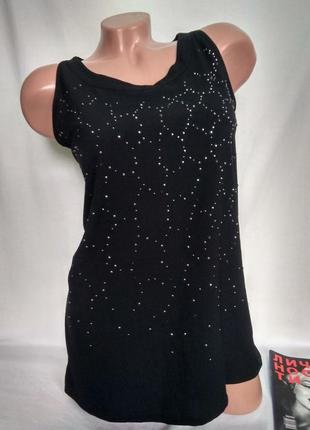 Майка чорного кольору спереду подвійна , принт з термо-страз р. m/l , від s.oliver premium