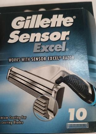 Змінні касети для гоління gillette sensor excel 10 шт. оригінал