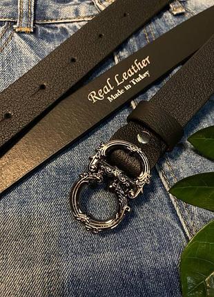 Ремінь з натуральної шкіри, ремінь 3см з коробкою, ремінь шкіряний, чорний ремінь шкіра, ремінь в стилі dior крістіан діор