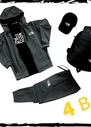 Комплект спортивный the north face. костюм+футболка+кепка+рюкзак. спортивный костюм