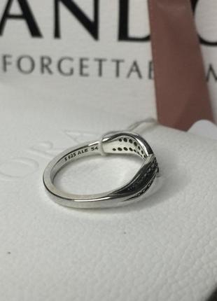 Серебряное кольцо пандора 199533c01 два листа листик с камнями камешками серебро проба s925 ale новое с биркой pandora3 фото