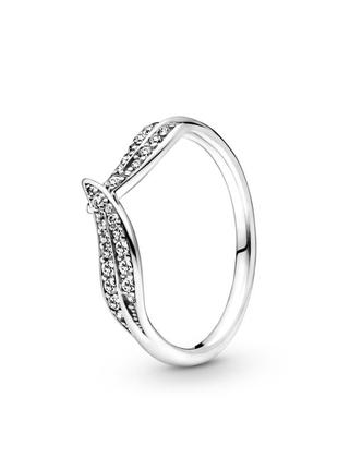 Серебряное кольцо пандора 199533c01 два листа листик с камнями камешками серебро проба s925 ale новое с биркой pandora6 фото