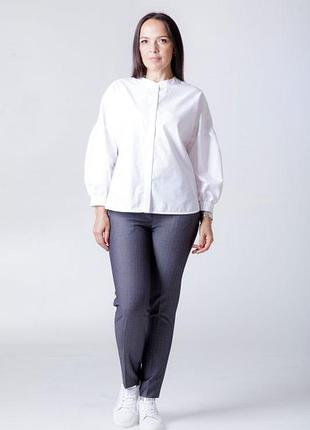 Блуза женская классическая белая cottonовая на стойку modna kazka mktl5239/1