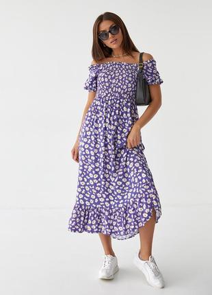 Довга сукня з еластичною талією, фіолетова5 фото