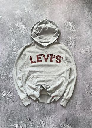 Levi’s левайс левис левіс серое худи кофта с капюшоном лонг слив свитшот
