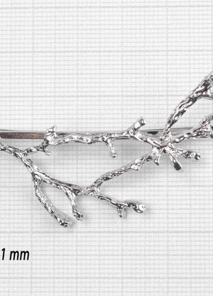 Невидимка, заколка серебряного цвета, в виде ветки для волос2 фото