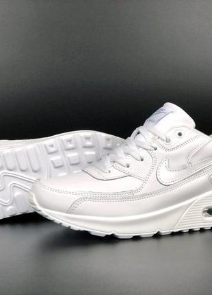 Женские кроссовки nike air max 90 кожаные белые5 фото