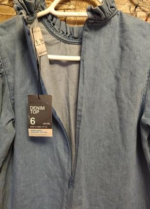 Джинсовый топ,кроп,джинсовая блуза,длинный,обьемный рукав, primark6 фото
