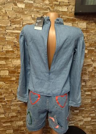 Джинсовый топ,кроп,джинсовая блуза,длинный,обьемный рукав, primark5 фото