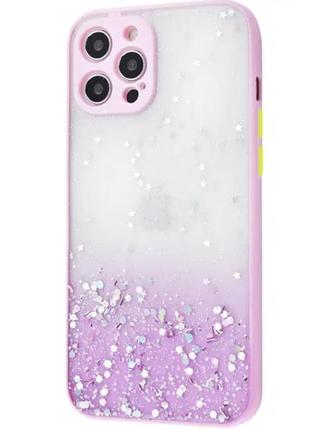 Чехол для apple iphone 12 pro max розовый с блестками