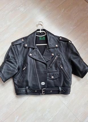 Шикарна суперстильна укорочена шкіряна куртка jean paul gaultier