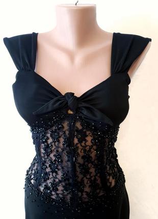 Шикарне вечірня випускна сукня чорного кольору приталена з гіпюром3 фото