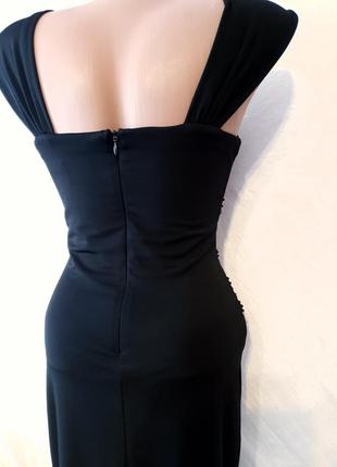 Шикарное вечернее выпускное платье черного цвета приталенное с гипюром4 фото