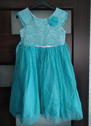 Нарядное бирюзовое платье jona michelle на 7 лет