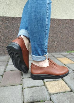 Мокасины туфли женские коричневые4 фото