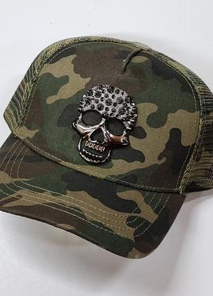 Кепка бейсболка тракер philipp plein унисекс с черепом