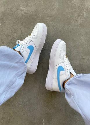 Кросівки nike air force 1 low mini swoosh white blue3 фото