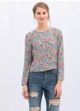 Яркая цветочная принтованная блуза zara,p.xs, испания2 фото