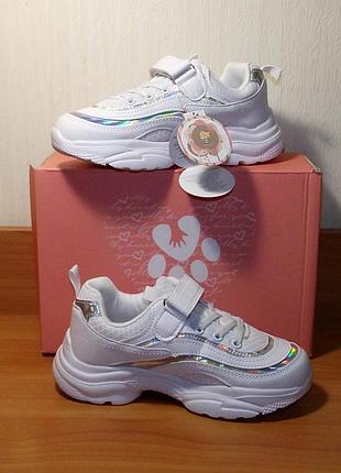 Белые легкие кроссовки для девочки том.м 32-33р2 фото