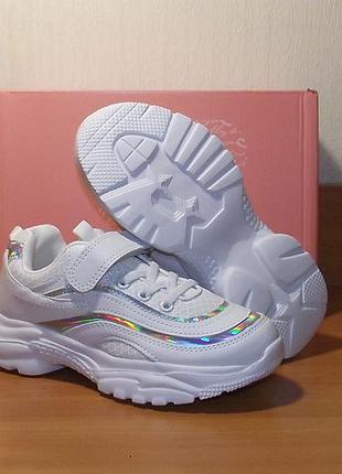 Белые легкие кроссовки для девочки том.м 32-33р5 фото