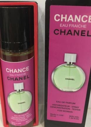 Мини-парфюм 40 мл certificati chanel chance eau fraiche тестер женский, шанель шанс фреш