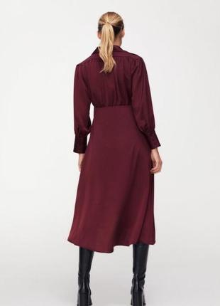 Сатинова бордова сукня zara