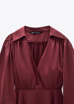 Сатинова бордова сукня zara